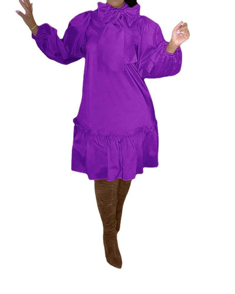 Loose Plus Size Casual Ruffle Dress - Mubimart