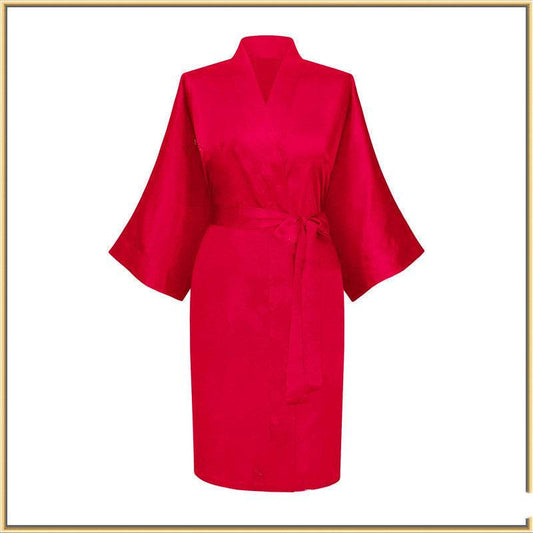 Elastic Imitation Silk Pajamas Solid Color Female Nightgown Elastic Plain Short Nightgown - Mubimart