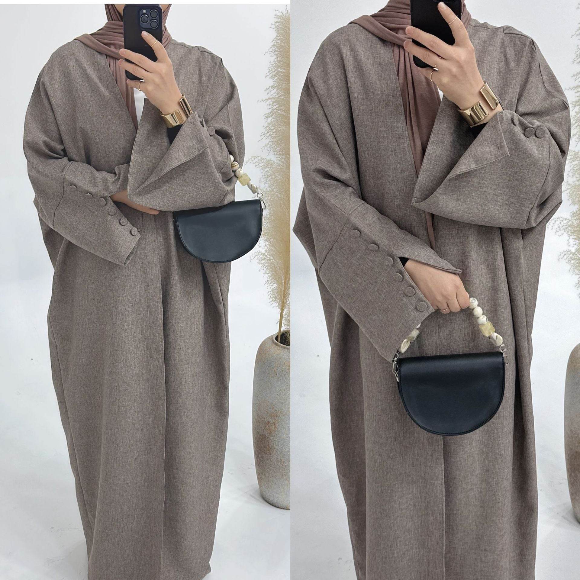 Dubai Middle East Turkey Loose Plus Size Elegant Cardigan Robe - Mubimart