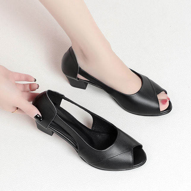 Thick-heeled Sandals, New Work Shoes, Mother Shoes, Fashionable Fish Mouth High Heels