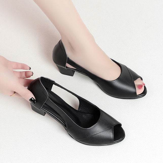 Thick-heeled Sandals, New Work Shoes, Mother Shoes, Fashionable Fish Mouth High Heels - Mubimart