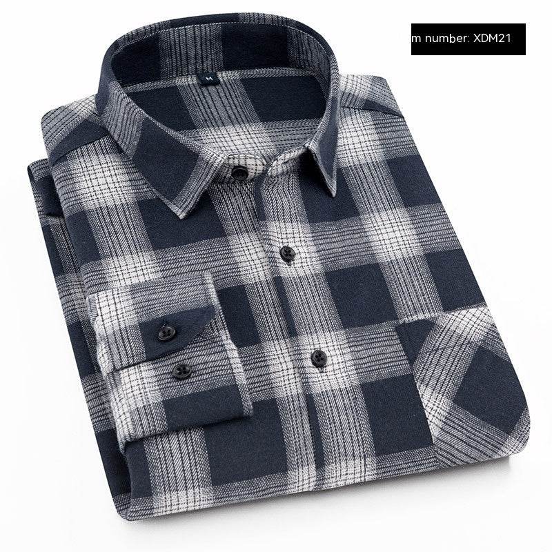 Men's Casual Flannel Long-sleeved Shirt - Mubimart