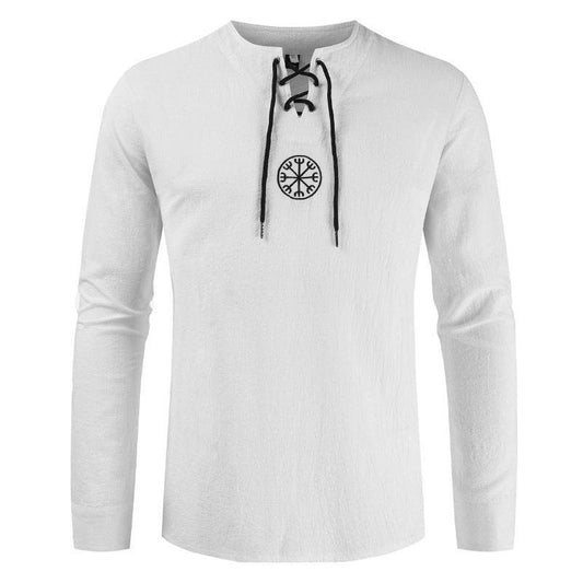 Cotton And Linen Embroidery Long-sleeved Linen Shirt - Mubimart