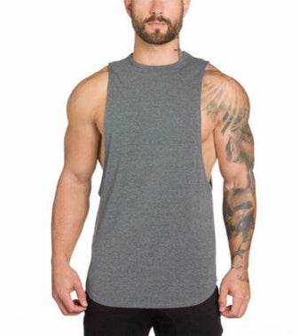 Men Long Tank Muscle Workout T-Shirt Bodybuilding Gym Athletic Training Sports Tops - Mubimart