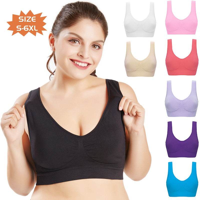 Plus Size Bras For Women Seamless Bra With Pads Big Size 5XL 6XL Bralette Push Up Brassiere Bra Vest - Mubimart