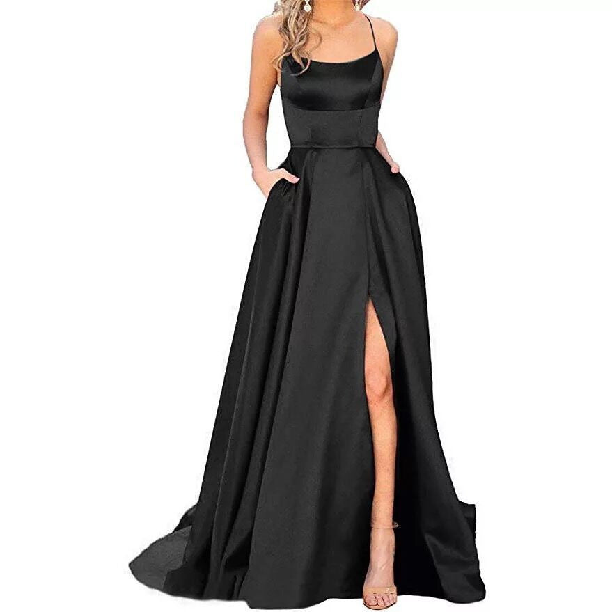 Sleeveless Split Prom Evening Dress New - Mubimart -  