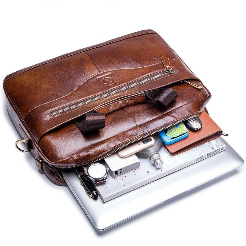 Captain Cow Leather Briefcase - Mubimart