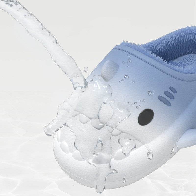 Waterproof Gradient Shark Cotton Slipper - Mubimart