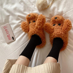 Cartoon furry slippers women - Mubimart -  