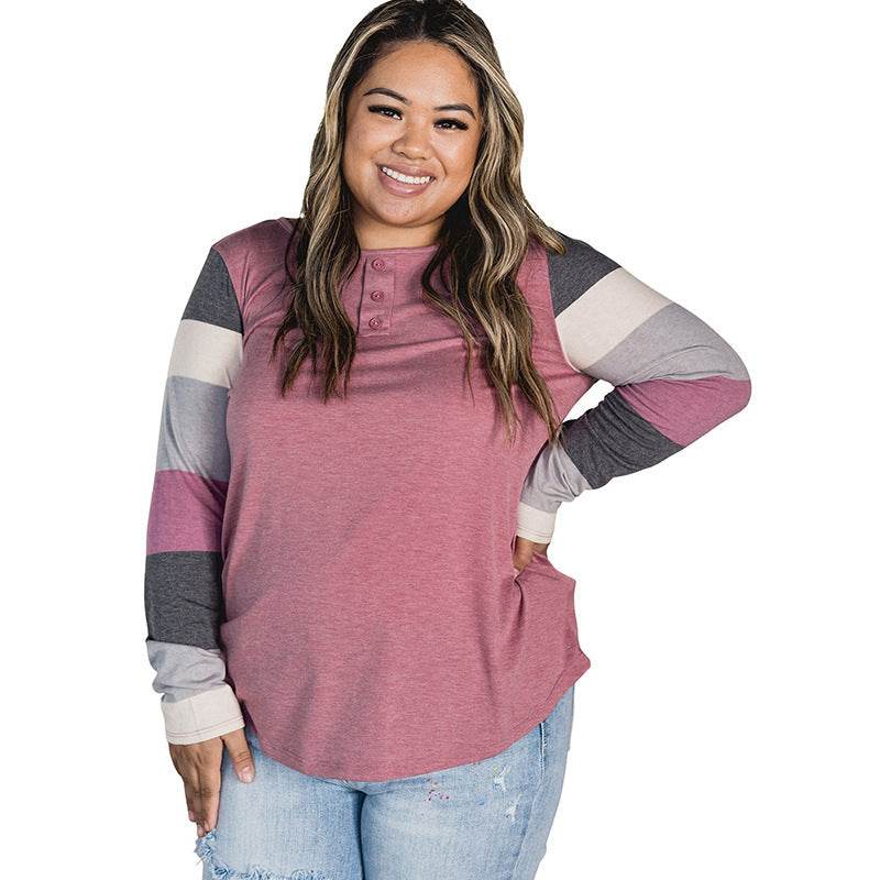 Simple All-matching Pullover Plus Size Top - Mubimart