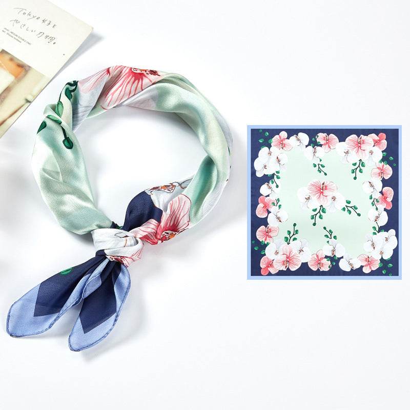 New Simulated Silk Satin Printed Scarves - Mubimart