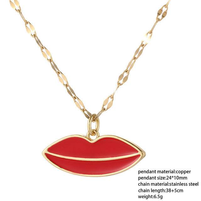Red Heart Love Pendant Necklace For Women Choker Long Chains - Mubimart
