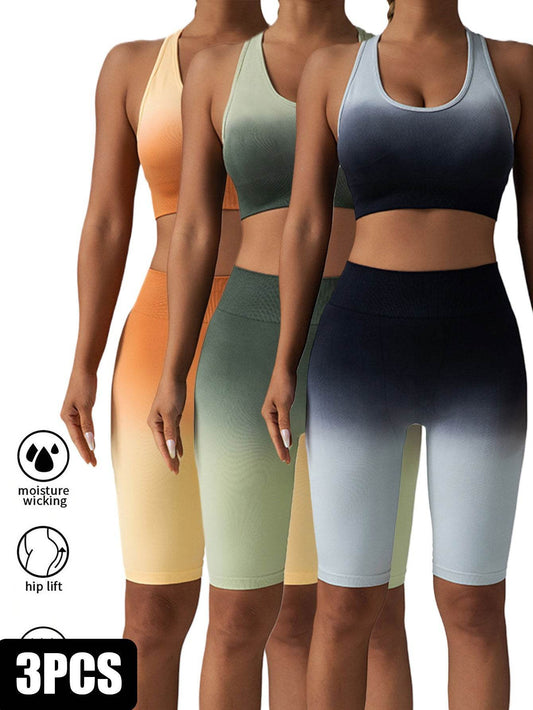 3 Pack Women Workout Shorts Scrunch Shorts Seamless High Waisted Contour Gym Yoga Biker Shorts - Mubimart