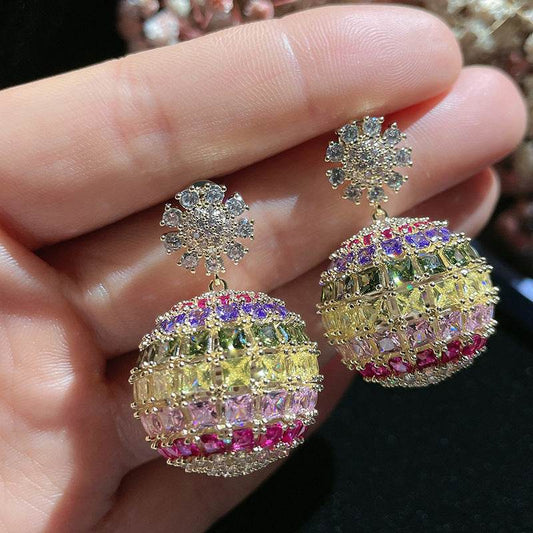 Coloured Zirconia Stud Earrings For Women - Mubimart