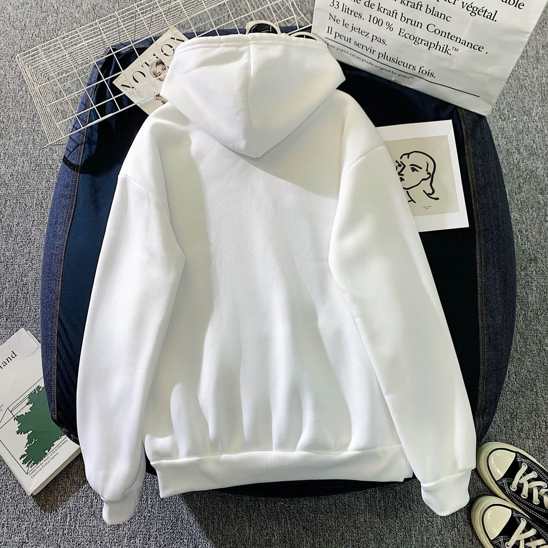 European And American Loose Long Sleeve Hoodie Plus Size Solid Color Sweatshirt - Mubimart