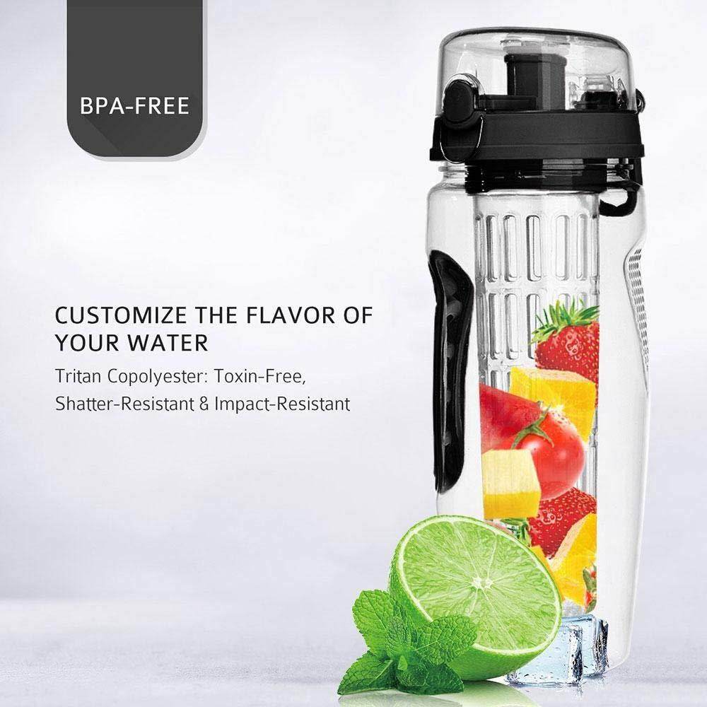 32Oz Fruit Infusing Infuser Water Bottle Water Fruit Bottle BPA Free Plastic Sport Fruit Infuser Water Bottles With Infuser Juice Shaker Drink Bottle Of Water - Mubimart