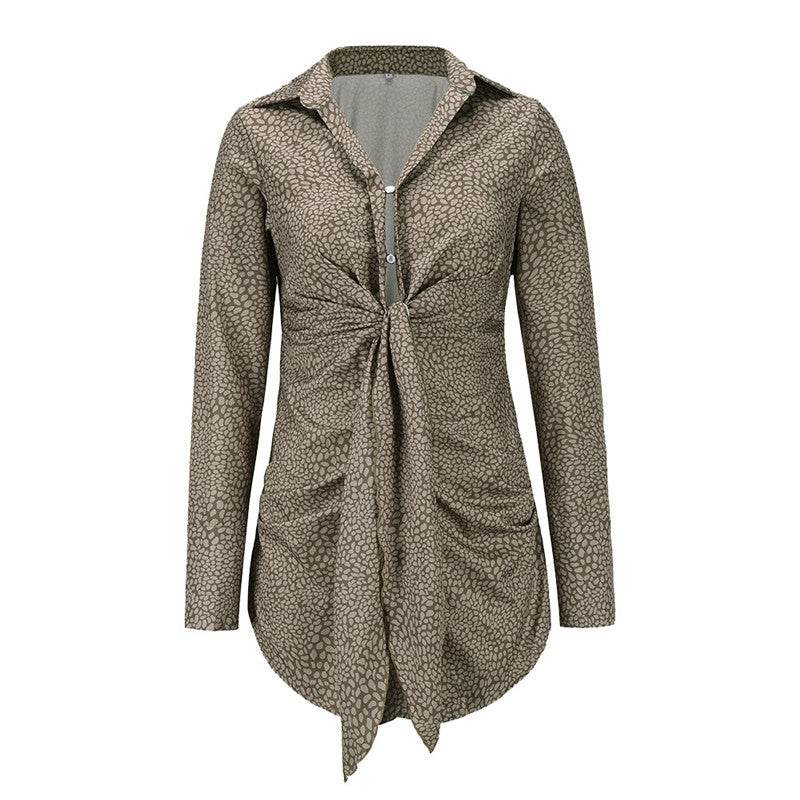 Fashion Sexy Slim Dress Plus Size Printed Shirt - Mubimart