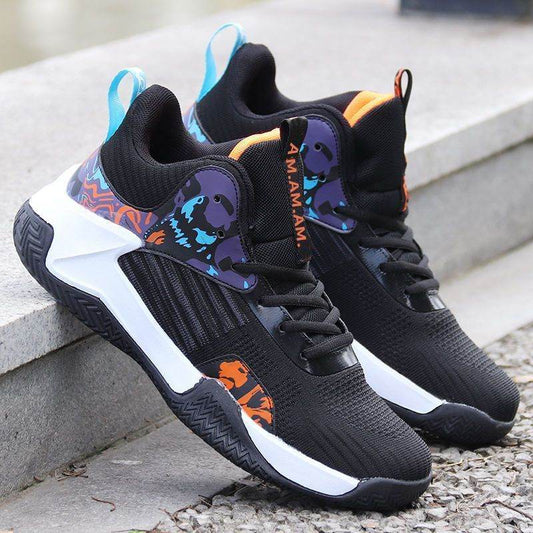 Basketball Men's Breathable Sneaker Outdoor Middle High Top Non-slip Shoes - Mubimart