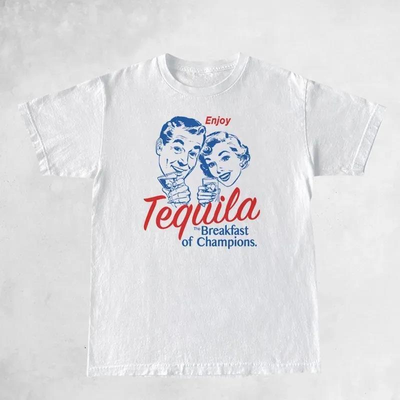 Enjoy Tequila Retro Graphic Tees Women Cute Funny Alcoh - Mubimart -  