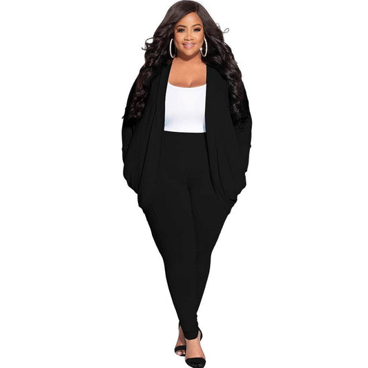 Cardigan And Leggings Plus Size Suit For Women - Mubimart