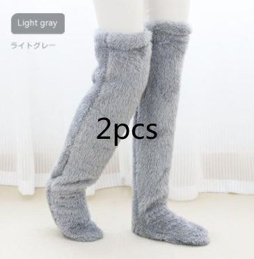 Over Knee High Fuzzy Long Socks Winter Warm Cold Leg Knee Joint Cold-proof Stockings Home Floor Sleeping Socks - Mubimart -  