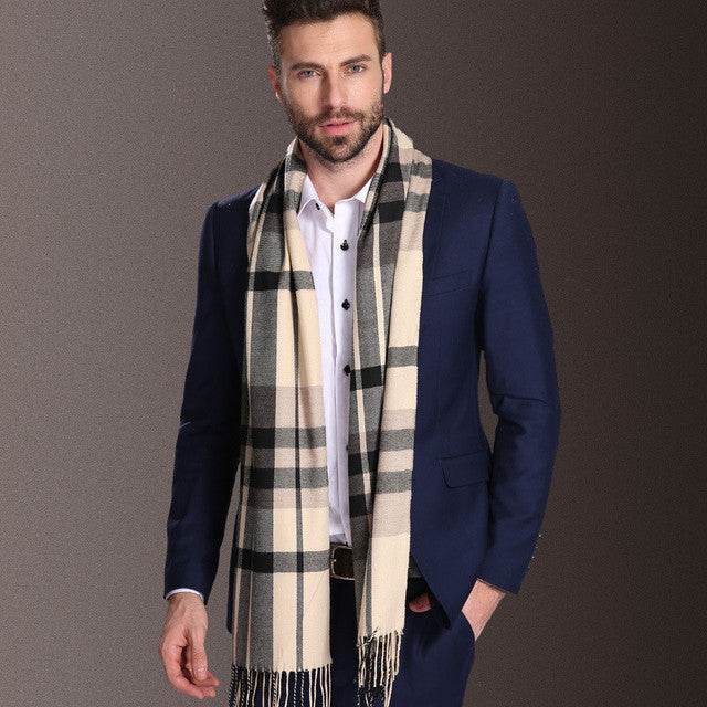 New Europe Fashion Shawl Scarves Men Winter Warm Tartan - Mubimart