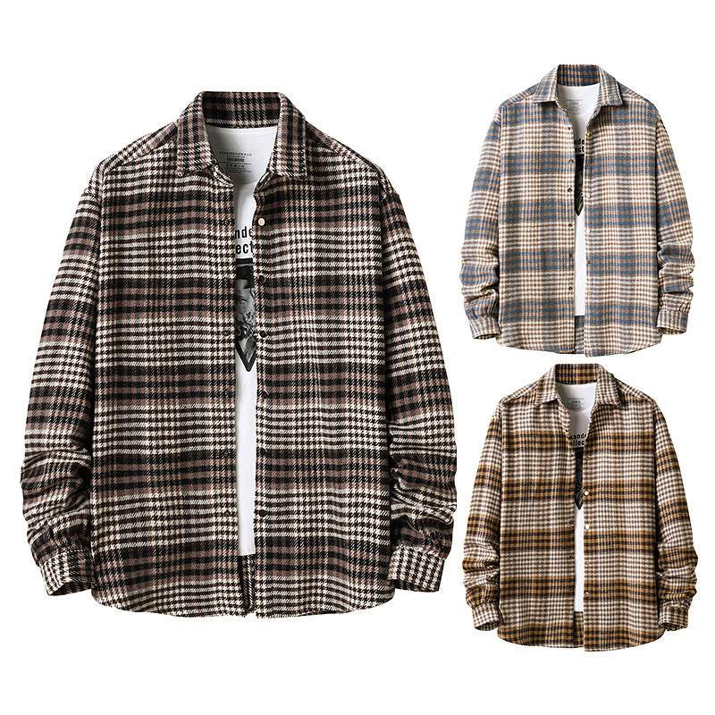 Flannel Thick Plaid Shirt Men's Style Jacket Lining - Mubimart