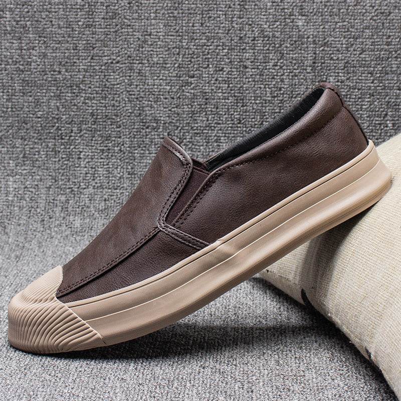 Mens Casual Leather Rubber Shoes - Mubimart