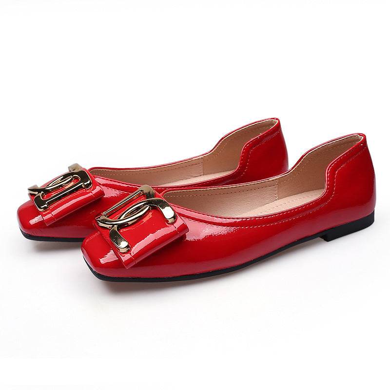 Flat Female Square Toe Low-cut Low Heel Work Casual Women's Shoes - Mubimart