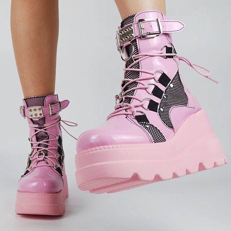 Platform Gothic Mid-calf Boots For Women Boots - Mubimart