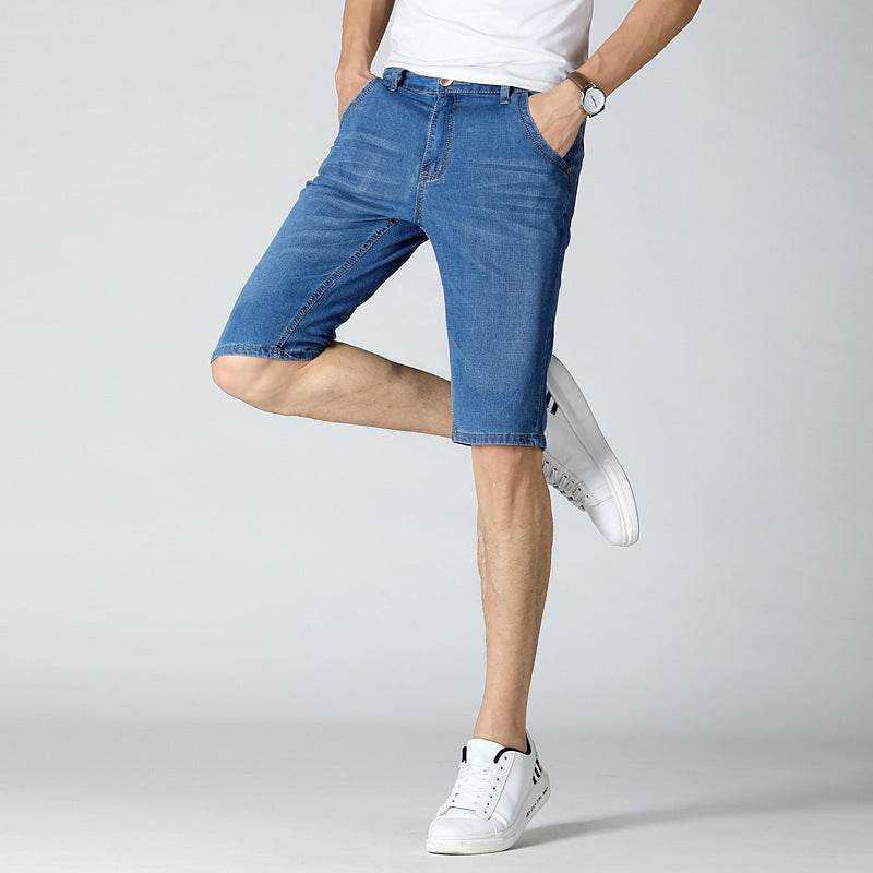 Stretch And Breathable Denim Shorts - Mubimart