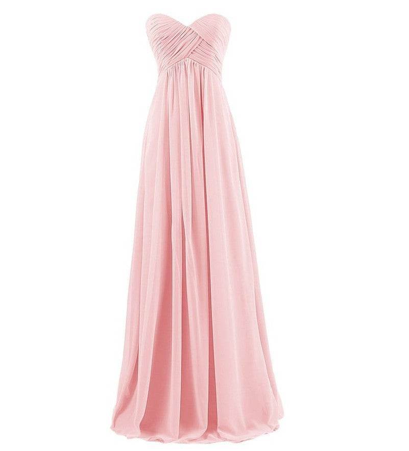 Tube Top Chiffon Long Prom Dinner Dress - Mubimart