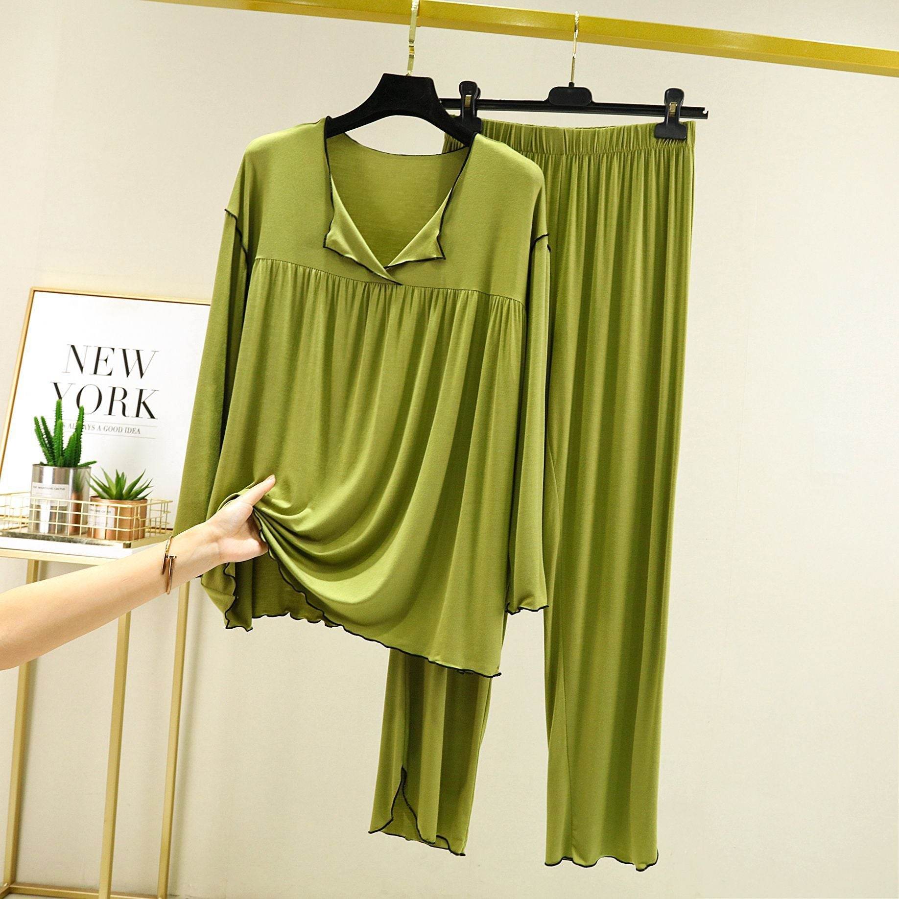 Fashion Long Sleeve Straight Pants Loungewear Set - Mubimart