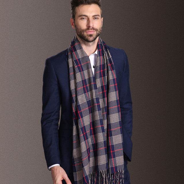 New Europe Fashion Shawl Scarves Men Winter Warm Tartan - Mubimart