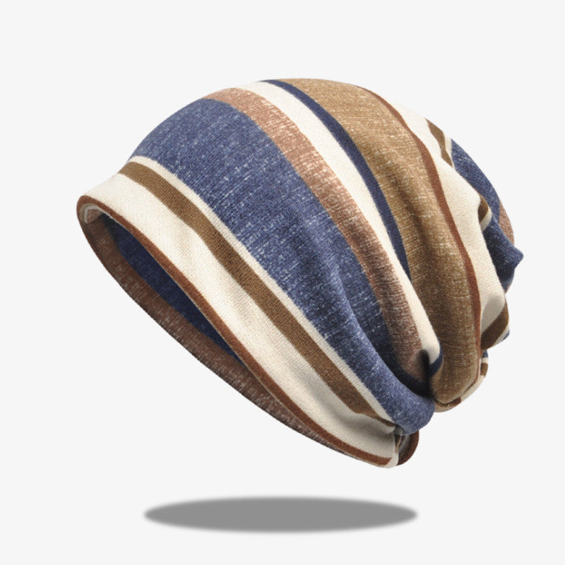 Striped Scarf Hat Men And Women All-match Pullover Hat Casual