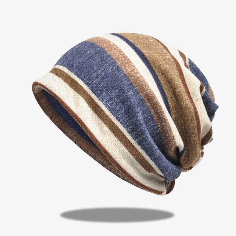 Striped Scarf Hat Men And Women All-match Pullover Hat Casual - Mubimart