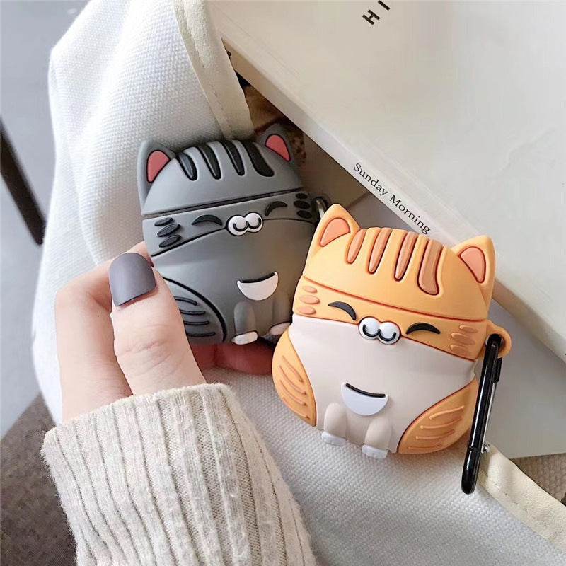 Cute Fat Orange Cat Bluetooth Wireless Headphone Case - Mubimart