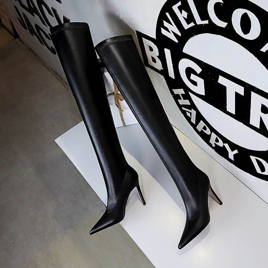 Stiletto Pointed Toe Over-the-knee Boots - Mubimart