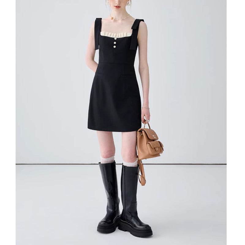 Black Camisole Dress Slimming Temperament - Mubimart