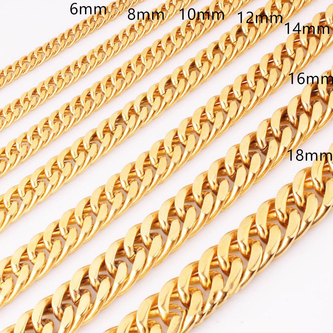 Mens Fashion Titanium Steel Gold Double Buckle Necklace - Mubimart