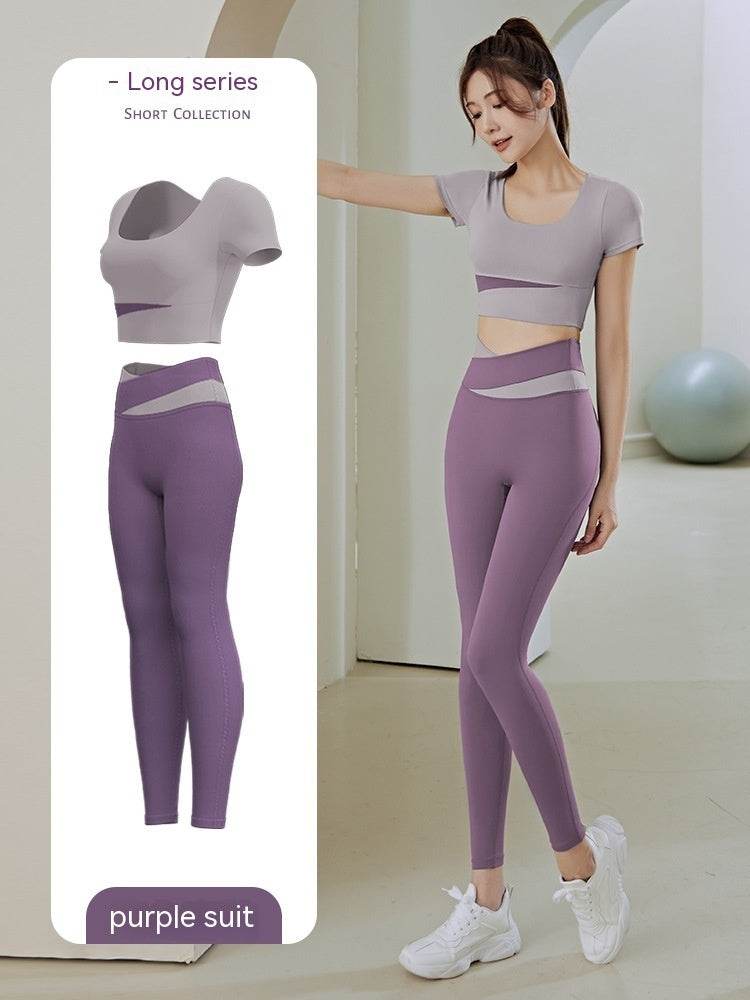 Women's One-piece Chest Pad Top Pants Workout Clothes Suit - Mubimart