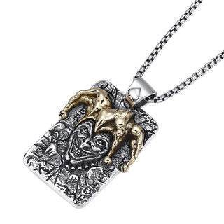 Mens Alloy Poker Clown Pendant Necklace Vintage - Mubimart