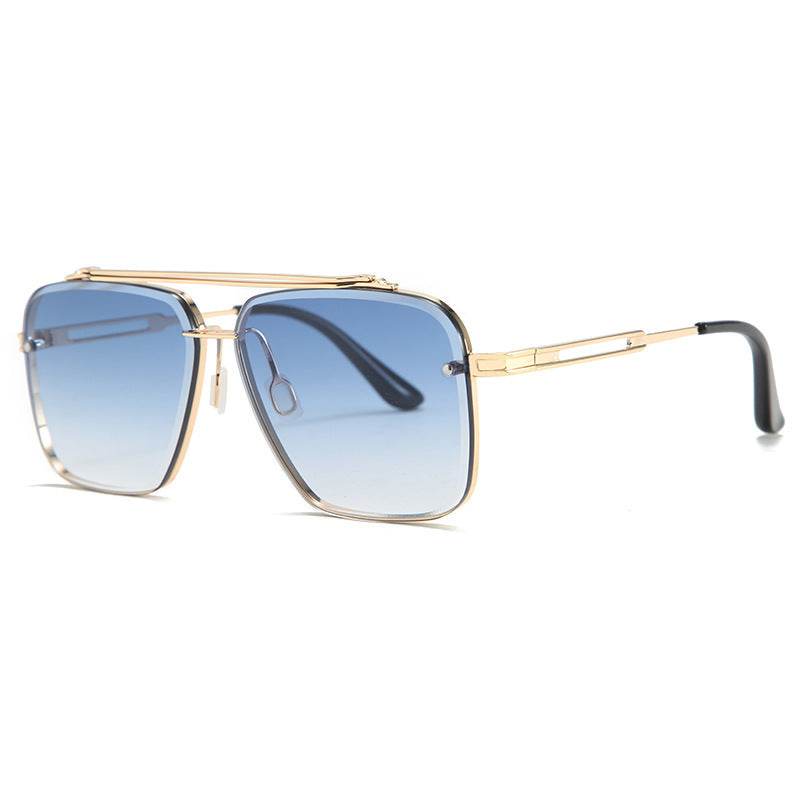 Mens Fashion Double Beam Cut Edge Sunglasses - Mubimart
