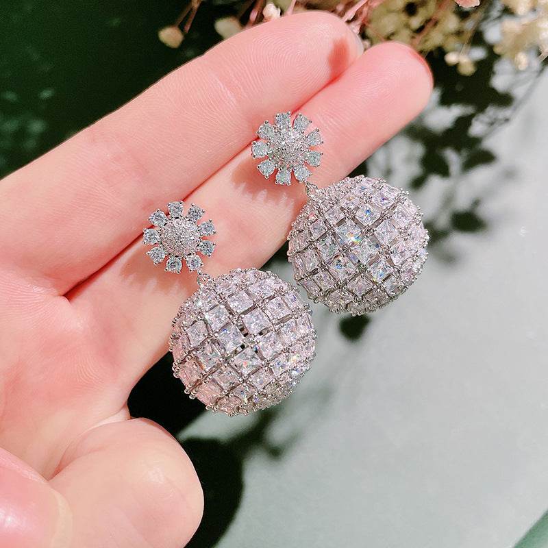 Coloured Zirconia Stud Earrings For Women - Mubimart