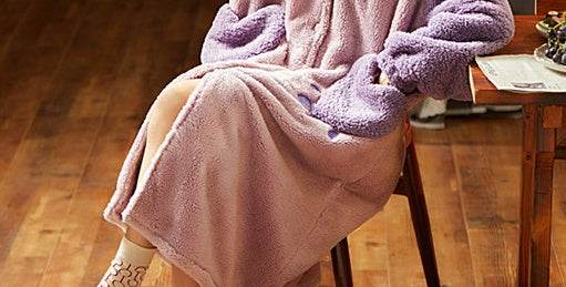 Flannel Net Red Plus Velvet Loose Nightgown With Hood - Mubimart