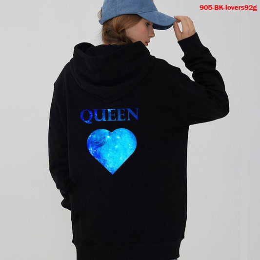Women Hoodies King Queen Printed Sweatshirt Lovers - Mubimart