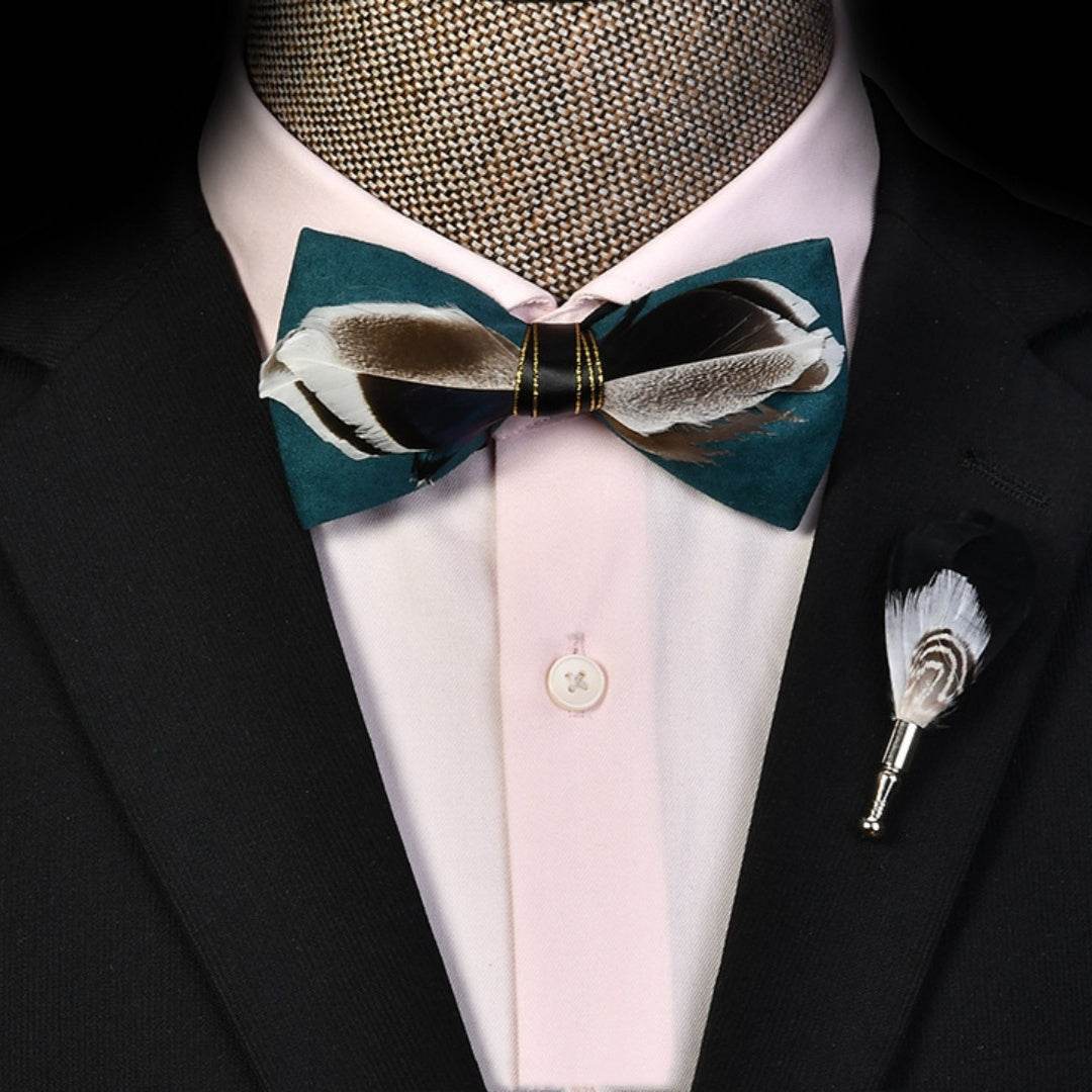 Men's Personalized Feather Bow Tie - Mubimart