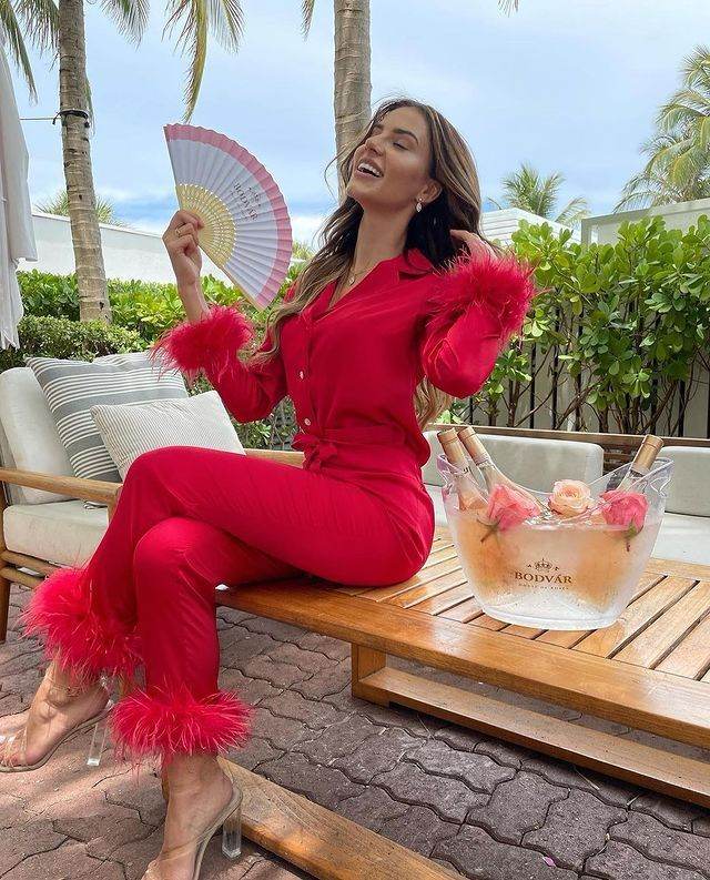 Lapel Top And Feather Trousers Two-piece Pajama Set - Mubimart