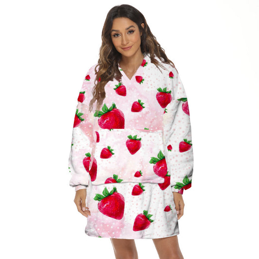 Cartoon Fruit Printed Lazy Blanket Hooded
