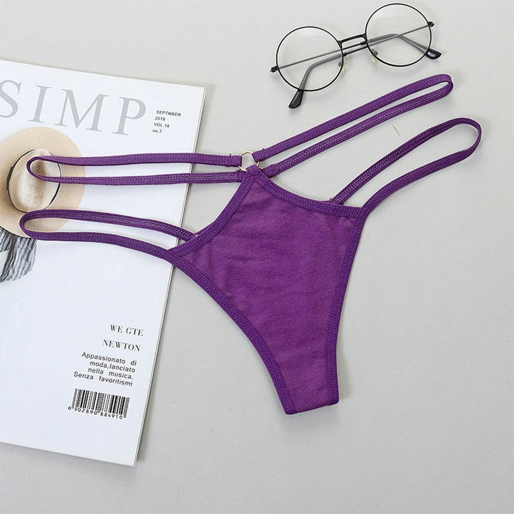 Sheer Bikini Strap Cutout Triangle Low Waist Women's Panties - Mubimart